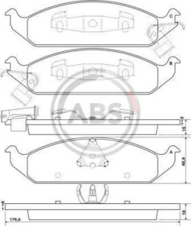 Комплект гальмівних накладок, дискове гальмо A.B.S. 38650