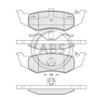 Комплект гальмівних накладок, дискове гальмо A.B.S. 38759