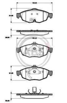 Комплект гальмівних накладок, дискове гальмо A.B.S. 38869