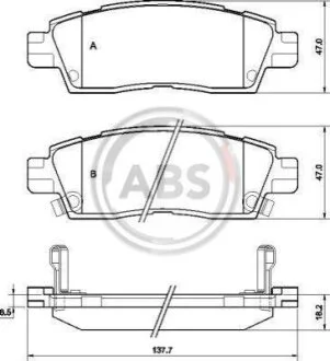Комплект гальмівних накладок, дискове гальмо A.B.S. 38883