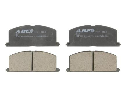 Комплект гальмівних колодок передн, MAZDA 626 IV TOYOTA ALLION II, ALTEZZA, ALTEZZA GITA, ARISTO, AVENSIS, CALDINA, CAMRY, CARIBE, CARINA II, CARINA IV, CARINA V, CARINA VII 1.0-4.0 03.79- ABE C12035ABE