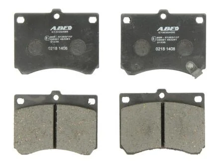 Комплект гальмівних колодок передн, FORD USA ESCORT MAZDA 121 I, 323 C IV, 323 C V, 323 F IV, 323 F V, 323 F VI, 323 III, 323 P V, 323 S IV, 323 S V, 323 S VI, MX-3 1.5-2.0D 11.86-05.04 ABE C13035ABE