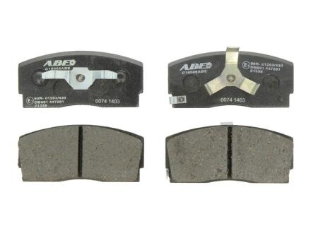Комплект гальмівних колодок передн, DAIHATSU APPLAUSE I, APPLAUSE II, CHARADE II, CHARADE III, CHARADE IV 1.0-1.6 10.83-09.00 ABE C16006ABE