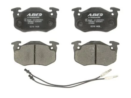 Комплект гальмівних колодок передн, RENAULT 18, 5, CLIO I, RAPID/MINIVAN, SUPER 5, TWINGO I, TWINGO I/HATCHBACK 1.0-1.6D 01.72-06.07 ABE C1R002ABE