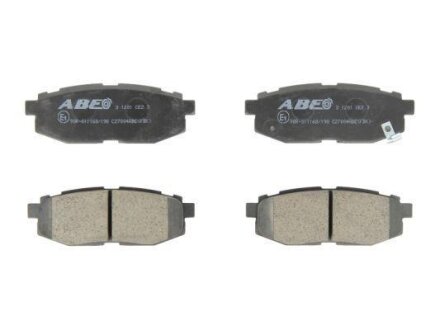 Комплект гальмівних колодок задн, SUBARU BRZ, FORESTER, IMPREZA, LEGACY V, OUTBACK, TRIBECA 1.6-3.6 11.01- ABE C27004ABE