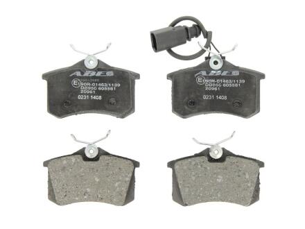 Комплект гальмівних колодок задн, DS DS 3 AUDI A4 B5 FORD GALAXY I, GALAXY MK I SEAT ALHAMBRA, IBIZA IV, IBIZA IV SC VW BEETLE, CADDY III, GOLF III, GOLF IV, GOLF V 1.0-Electric 07.90- ABE C2W012ABE