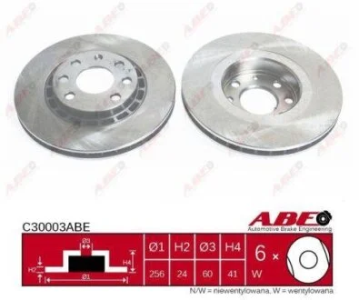 Диск гальмівний передн Лів/Прав DAEWOO ARANOS, CIELO, ESPERO, LANOS, LEMANS, NEXIA, PRINCE LOTUS ELAN OPEL ASCONA C, ASTRA F, ASTRA F CLASSIC, ASTRA F/KOMBI, CALIBRA A 1.4-2.0D 08.71- ABE C30003ABE