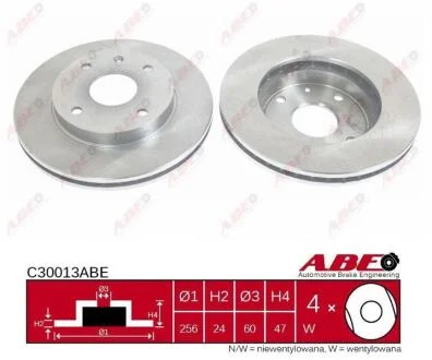 Диск гальмівний передн Лів/Прав CHEVROLET EPICA, EVANDA, LACETTI, NUBIRA, REZZO DAEWOO EVANDA, LACETTI, MAGNUS, NUBIRA, TACUMA / REZZO 1.4-2.5 09.00- ABE C30013ABE