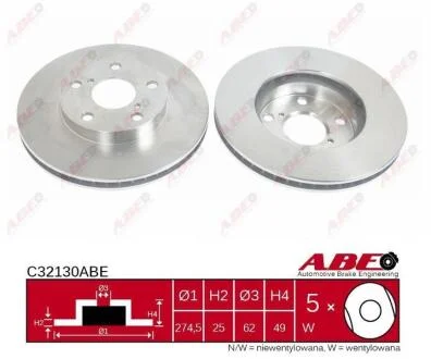 Диск гальмівний пер. Toyota Auris, Rav4 00-> (d275x25mm) ABE C32130ABE
