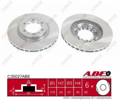 Диск тормозной (передний) Mitsubishi L 200, Pajero, Pajero Sport 1.8-3.0 90- ABE C35027ABE