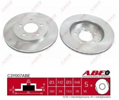 Диск гальмівний передн Лів/Прав CHRYSLER CARAVAN, GRAND VOYAGER III, VOYAGER III DODGE CARAVAN PLYMOUTH VOYAGER 2.0-3.8 01.95-03.01 ABE C3Y007ABE