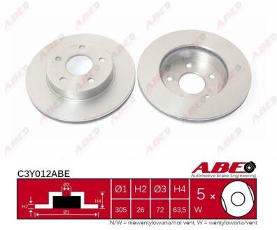 Гальмівний диск перед. JEEP Cherokee Classic/Grand Cherokee 02.99> ABE C3Y012ABE