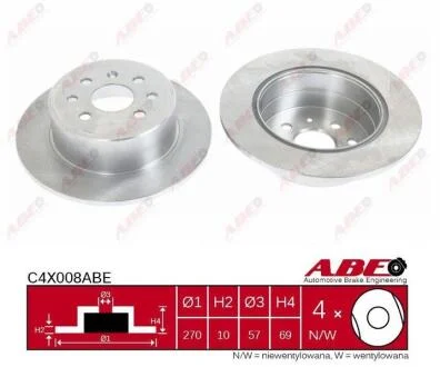 Диск гальм. зад. Opel Vectra B (d270x10mm) ABE C4X008ABE