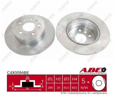 Диск гальмівний (задній) Opel Vectra B 95-02 (286х9.9) ABE C4X009ABE