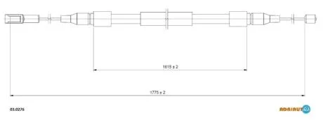 Трос гальм. задн. лів. AUDI A8 -02 ADRIAUTO 03.0276