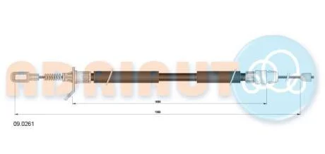 Трос стояночного гальма задн Лів (1355мм/1355мм) CHRYSLER VOYAGER IV 2.4-3.8 02.00-12.08 ADRIAUTO 09.0261