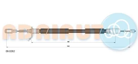 Трос ручнго гальма задній, лівий CHRYSLER VOYAGER 01-08 (коротка база) ADRIAUTO 09.0262