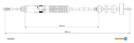 Трос зчеплення (854мм/489мм) PEUGEOT 806, EXPERT 1.9D/2.0 06.94-12.06 ADRIAUTO 1101381
