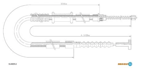FIAT трос ручного гальма задн. лів. Brava, Bravo 1,4 (бараб) 95- ADRIAUTO 11.0215.1