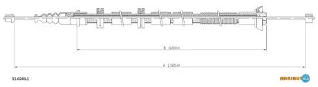Трос стояночного гальма задн Лів (1785мм/1785мм) FIAT BRAVO, BRAVO II, STILO 1.2-2.4 10.01-12.14 ADRIAUTO 11.0243.1