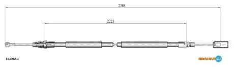 Трос стояночного гальма задн Прав (2360мм/2360мм) CITROEN C8 FIAT ULYSSE LANCIA PHEDRA PEUGEOT 807 2.0-3.0 06.02- ADRIAUTO 11.0263.1