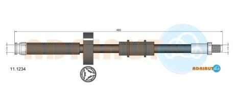 FIAT гальмівний шланг передній (короткий) Ducato 94- ADRIAUTO 11.1234