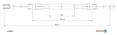 FORD трос ручного гальма задн. прав.TRANSIT 06- ADRIAUTO 1302691