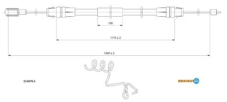 FORD трос ручного гальма задн. лів.TRANSIT 06- ADRIAUTO 1302701