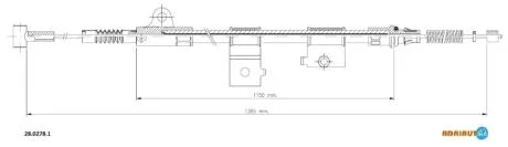 NISSAN Трос стоянкового гальма правий TERRANO II (R20) 2.4/2.7 4WD 93- ADRIAUTO 28.0278.1