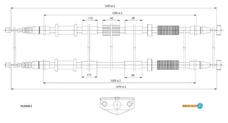 OPEL трос ручного гальма задн. 1475/1308+1460/1293 мм CORSA D 06- ADRIAUTO 33.0250.1