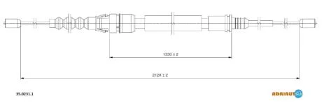 Трос стояночного гальма задн Лів/Прав (2128мм/1330мм, гальма: диск) PEUGEOT 308 I 1.4-2.0D 09.07-10.14 ADRIAUTO 3502311