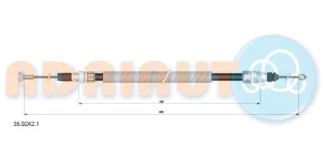 Трос стояночного гальма задн Лів/Прав (905мм/905мм) PEUGEOT 3008 I 2.0DH 02.11-08.16 ADRIAUTO 35.0242.1