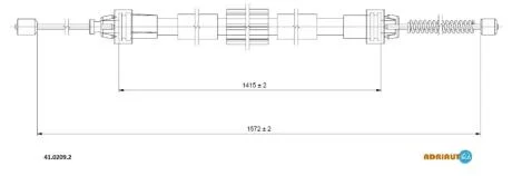 Трос стоянкових гальм задній прав (під барабан) RENAULT CLIO, CLIO III 1.2-1.6 06.05- ADRIAUTO 41.0209.2
