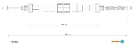 Трос стоянкових гальм задній лів (під барабан) RENAULT CLIO, CLIO III 1.2-1.6 06.05- ADRIAUTO 41.0210.2