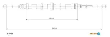 Трос стояночного гальма задн Лів/Прав (1940мм/1940мм) RENAULT MEGANE, MEGANE III 1.2-2.0D 11.08-01.16 ADRIAUTO 41.0292.1