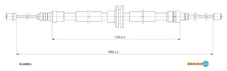 Трос ручного гальма RENAULT Grand Sceniс III (лів./прав.) ADRIAUTO 41.0299.1