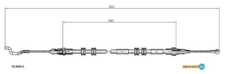 Трос стояночного гальма задн Лів/Прав (2022мм/1645мм) VW MULTIVAN T5, TRANSPORTER T5 1.9D-3.2 04.03-08.15 ADRIAUTO 55.0203.1