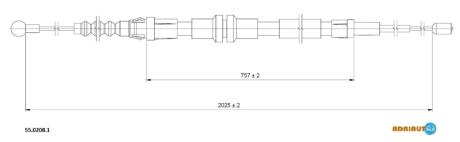Трос стояночного гальма задн Лів/Прав (2050мм/755мм) VW CADDY III, CADDY III/MINIVAN 1.2-2.0D 03.04-05.15 ADRIAUTO 55.0208.1