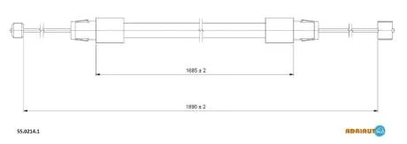 Трос ручника (1745мм/1085мм) VW GOLF II, JETTA II (-89, барабан) ADRIAUTO 55.0214.1