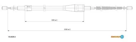 SKODA Трос ручного гальма задн. лів./прав. 1530/835 CITIGO 1.0 11-19, SEAT Mii 1.0 11-19 ADRIAUTO 55.0220.1