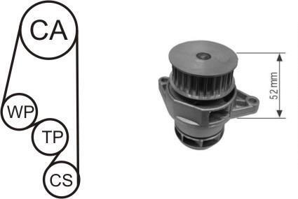Ремкомплект ГРМ (ремінь+ролики+насос водяний) VW Caddy II, Golf III, Seat 1.4i <-04 AIRTEX WPK-153001