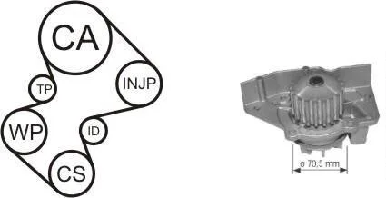 Ремкомплект ГРМ (ремінь+ролики+насос водяний) Citroen Jumper,Berlingo 1.9D/TD(94-02) (DAYCO-) AIRTEX WPK-157901