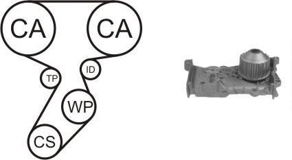 Ремкомплект ГРМ (ремінь+ролики+насос водяний) Renault Megane II-III, Logan, Kangoo 1.4-1.6 16V AIRTEX WPK-164102