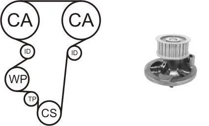 Комплект (ремінь+ролик+помпа) AIRTEX WPK-169601