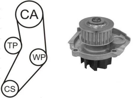 Ремкомплект ГРМ (ремінь+ролики+насос водяний) Fiat Doblo, Opel Combo 1.4i 10-> (DAYCO-) AIRTEX WPK-185201
