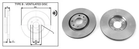 Диск гальмiвний, лiв/прав, пер (з внутрішньою вентиляцією) PEUGEOT PARTNER APLUS 61268AP