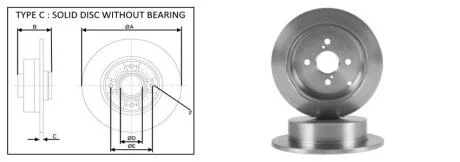 Диск гальмівний задн. Toyota Corolla 1.4I/1.6I 01- APLUS 61363AP