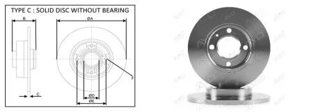 Диск гальмівний перед. VW Golf2/3/Vento Audi 80 Seat Toled APLUS 61471AP