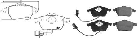 Колодки гальмівні передні Audi A6 С5 - VW Passat B5 (96-05), Skoda Superb (01-08) з датч. APLUS 71129BAAP