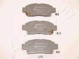 Комплект гальмівних накладок, дискове гальмо ASHIKA 50-02-281